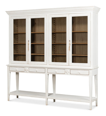 Beacon Hill Display Case White Slim Cabinet With Glass Doors-Buffets & Curios-Sarreid-LOOMLAN