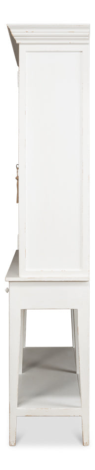 Beacon Hill Display Case White Slim Cabinet With Glass Doors-Buffets & Curios-Sarreid-LOOMLAN