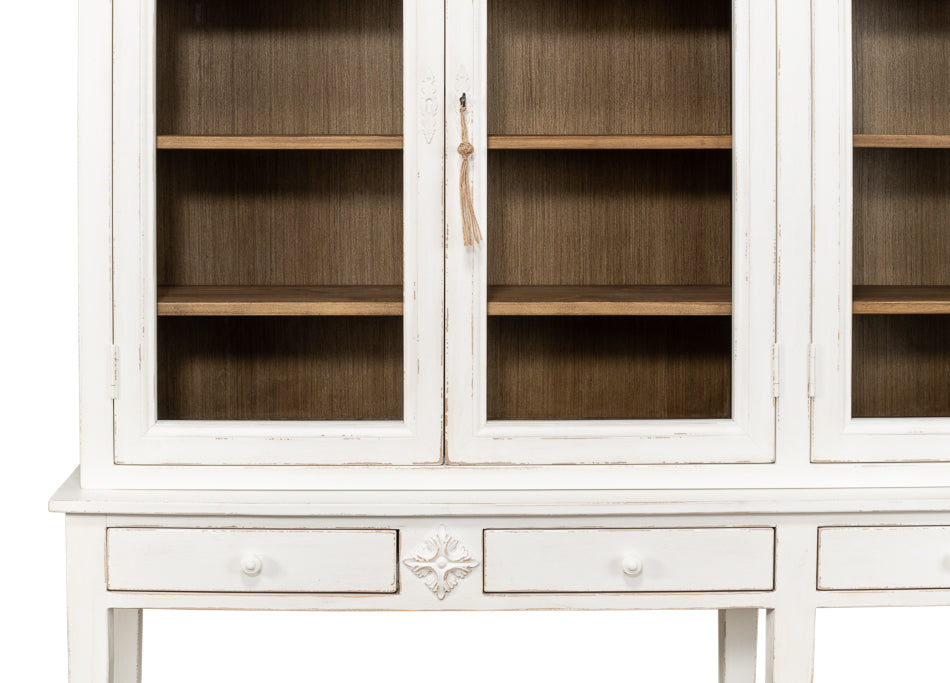 Beacon Hill Display Case White Slim Cabinet With Glass Doors-Buffets & Curios-Sarreid-LOOMLAN