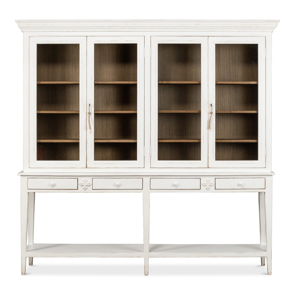 Beacon Hill Display Case White Slim Cabinet With Glass Doors-Buffets & Curios-Sarreid-LOOMLAN