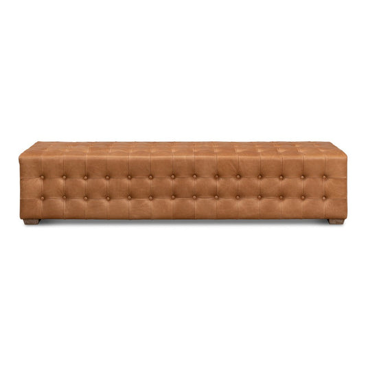 Beam Bench Tufted Leather-Bedroom Benches-Sarreid-LOOMLAN