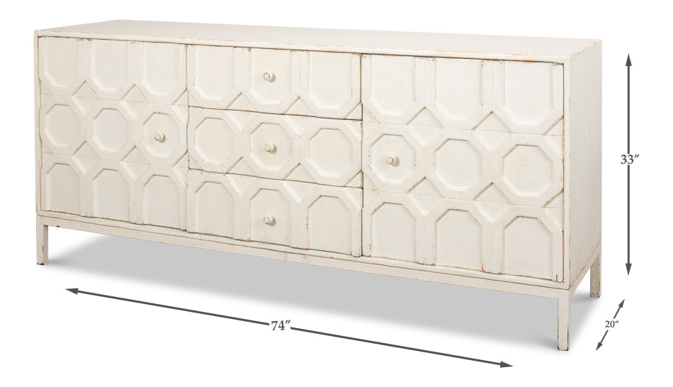 Becket Sideboard Antique White Buffet for Dining Room-Sideboards-Sarreid-LOOMLAN