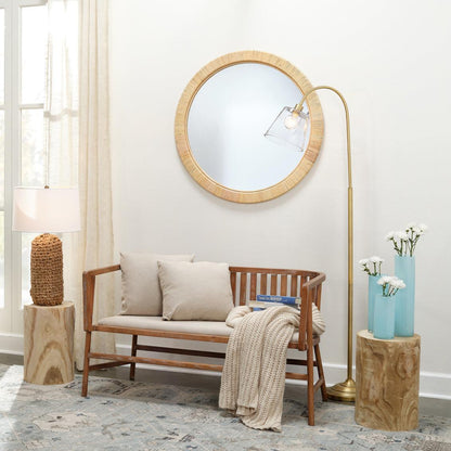 Beige Ash Wood 100% Linen Grayson Settee Bedroom Benches Sideboards and Things By Jamie Young