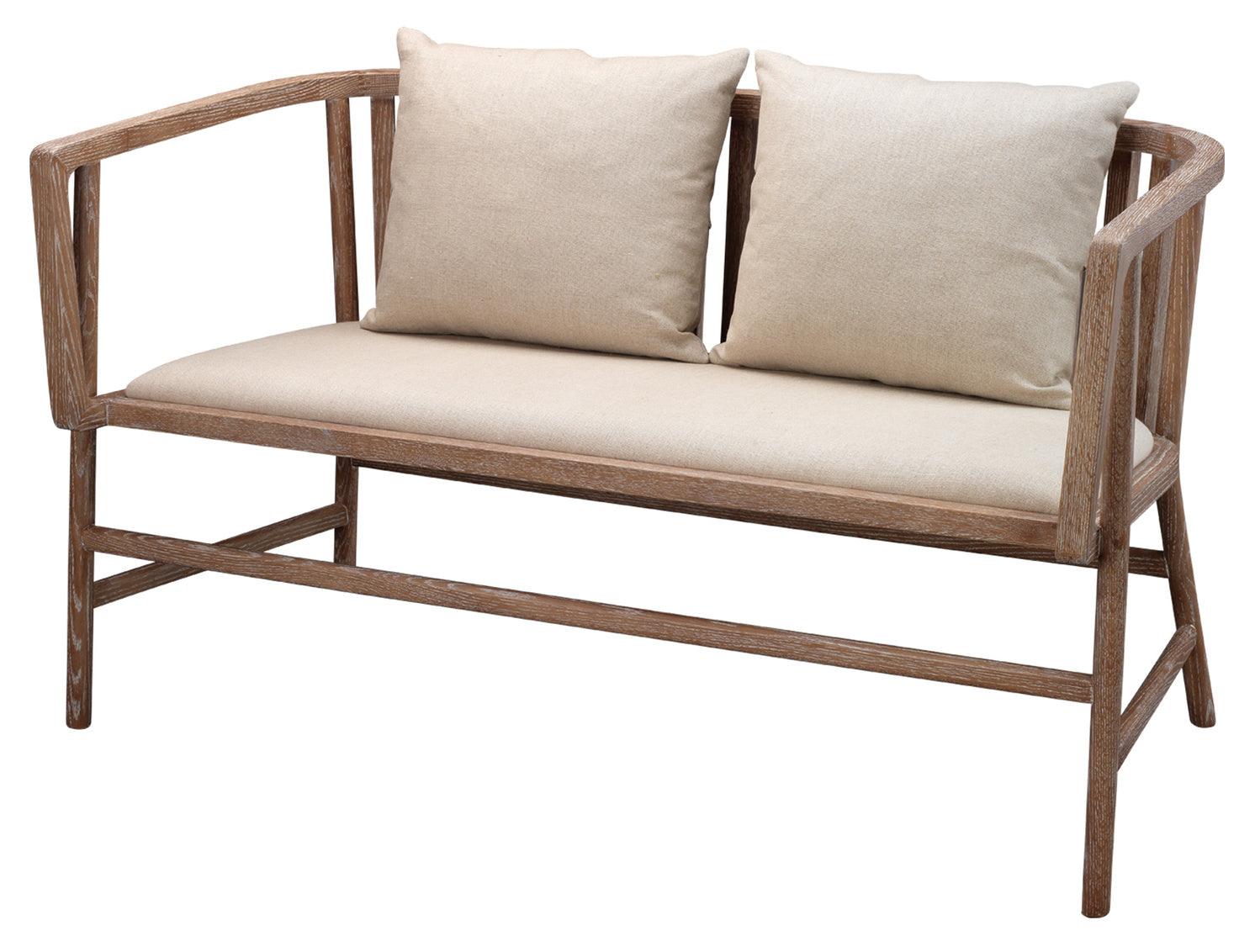 Beige Ash Wood 100% Linen Grayson Settee Bedroom Benches Sideboards and Things By Jamie Young