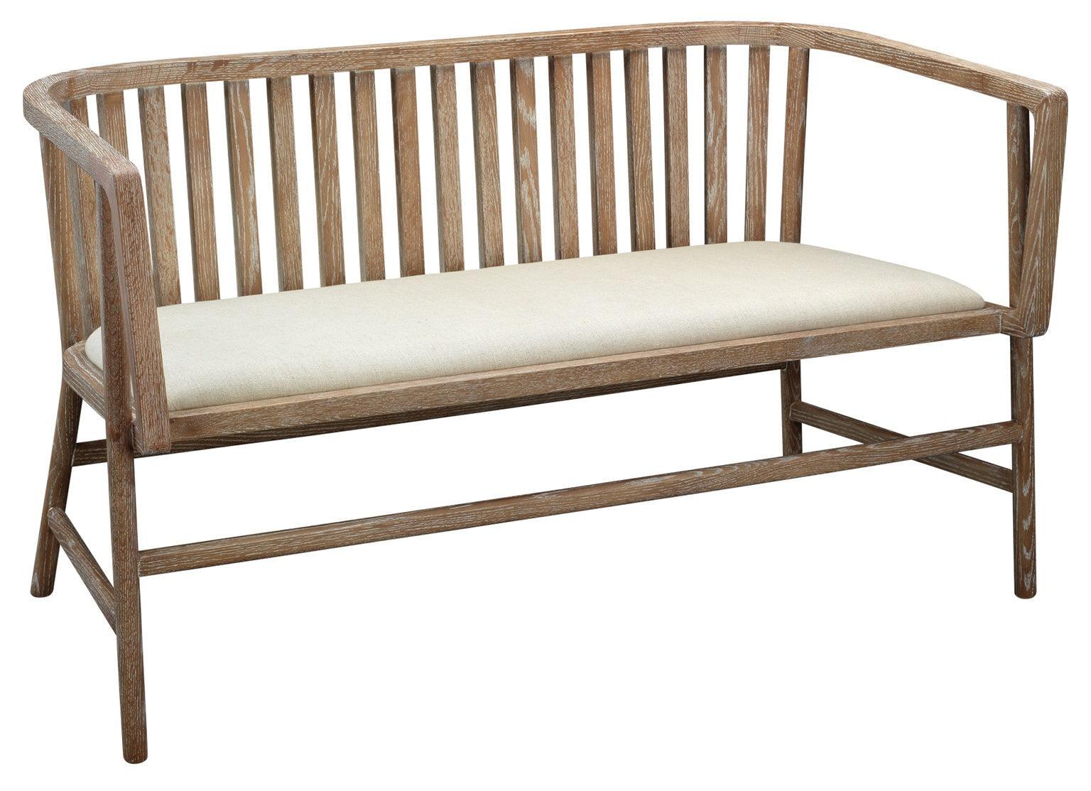 Beige Ash Wood 100% Linen Grayson Settee Bedroom Benches Sideboards and Things By Jamie Young