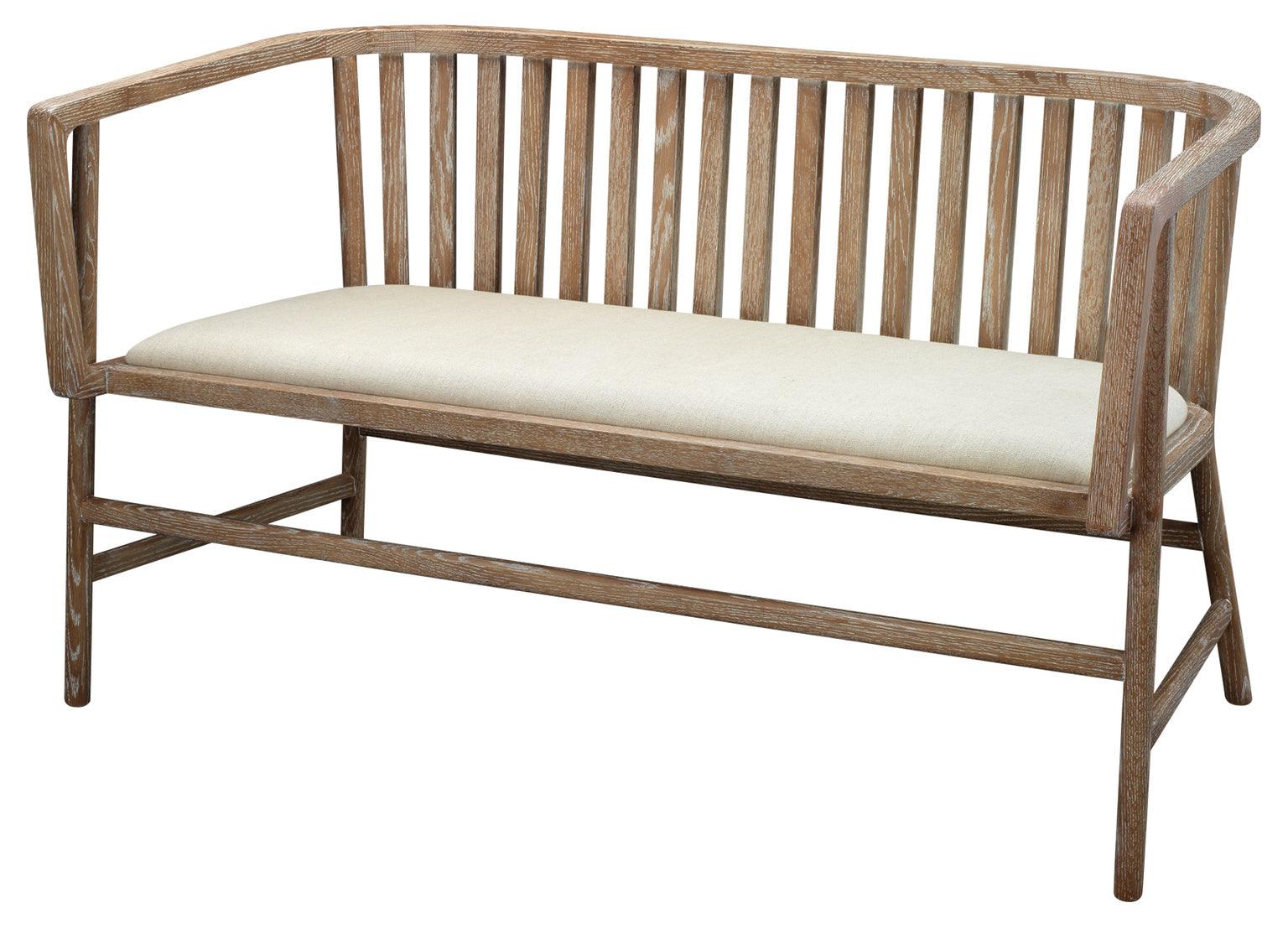 Beige Ash Wood 100% Linen Grayson Settee Bedroom Benches Sideboards and Things By Jamie Young