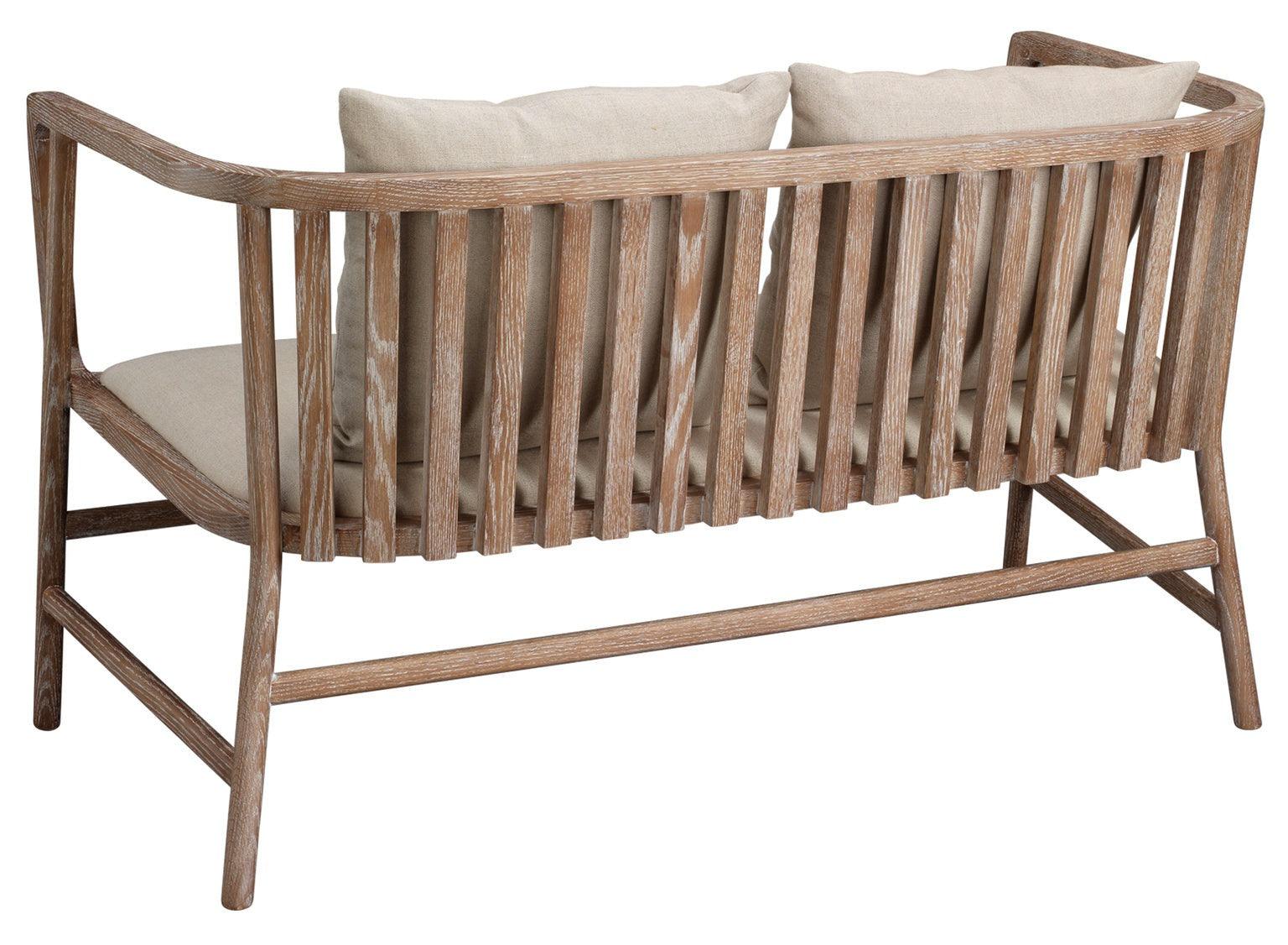 Beige Ash Wood 100% Linen Grayson Settee Bedroom Benches Sideboards and Things By Jamie Young