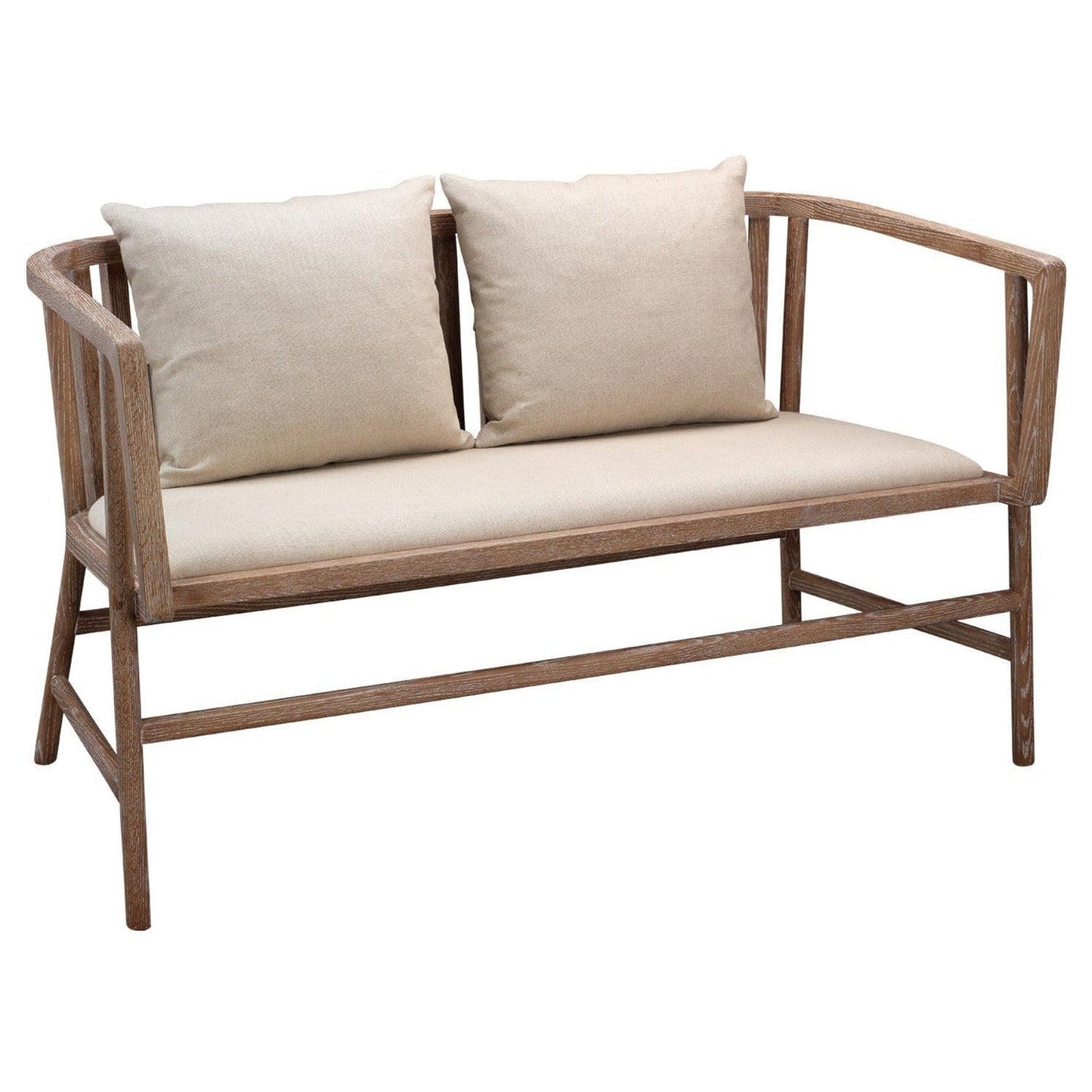 Beige Ash Wood 100% Linen Grayson Settee Bedroom Benches Sideboards and Things By Jamie Young