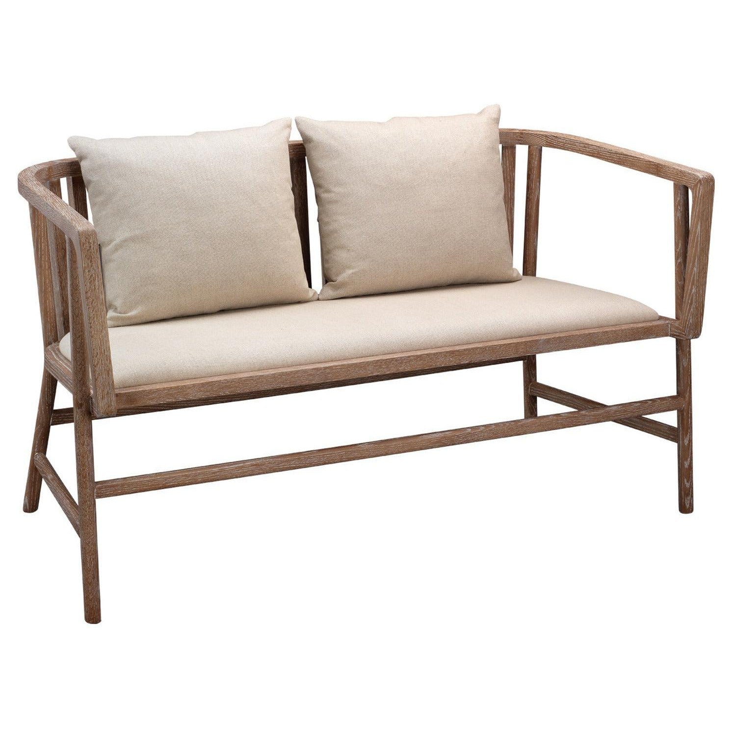 Beige Ash Wood 100% Linen Grayson Settee Bedroom Benches Sideboards and Things By Jamie Young