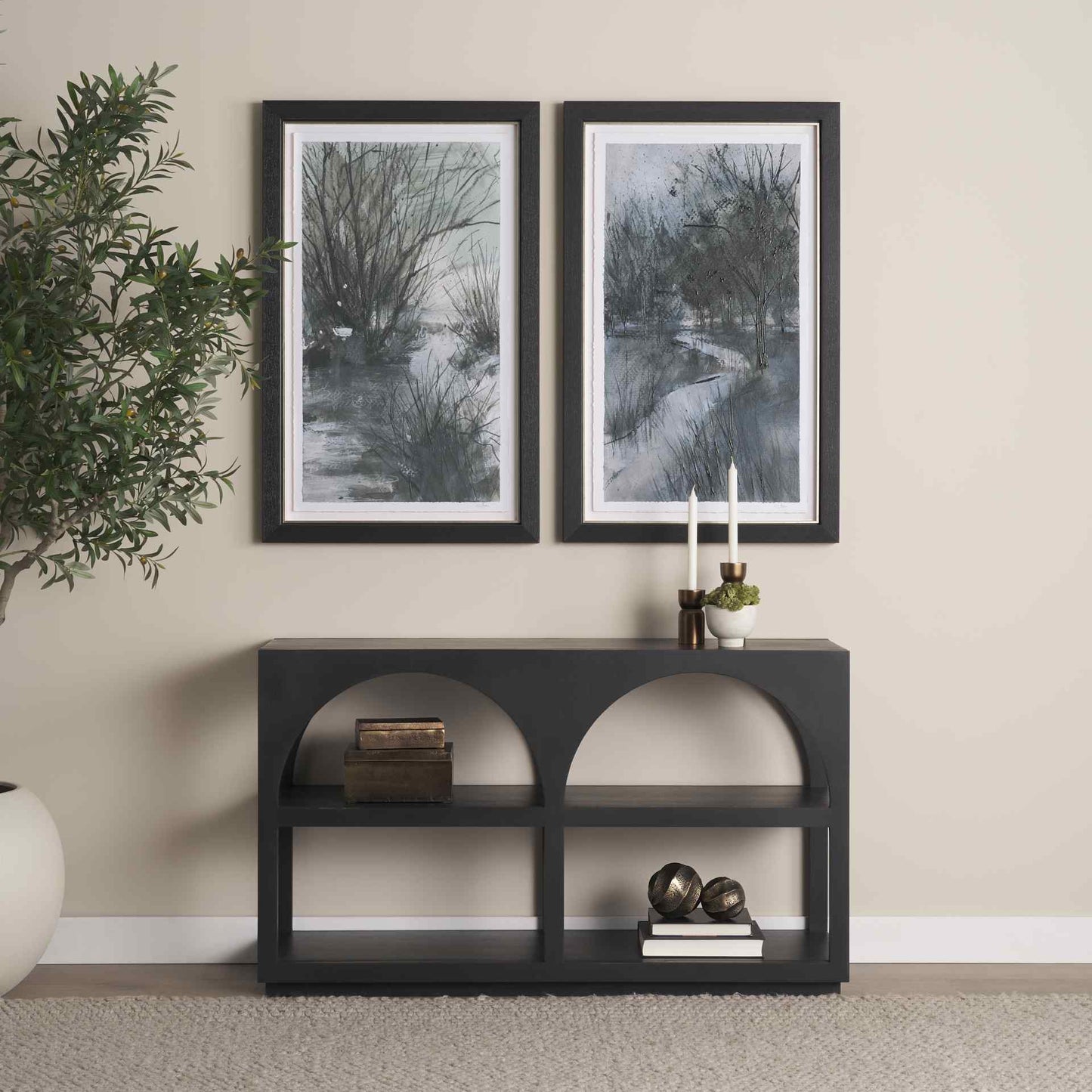 Bela Wooden Matte Black Console Table