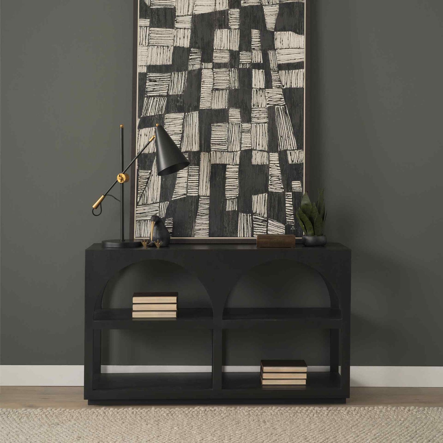 Bela Wooden Matte Black Console Table