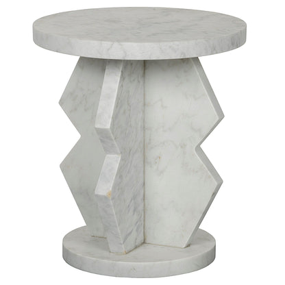 Belasco Marble White Round Side Table-Side Tables-Noir-Sideboards and Things