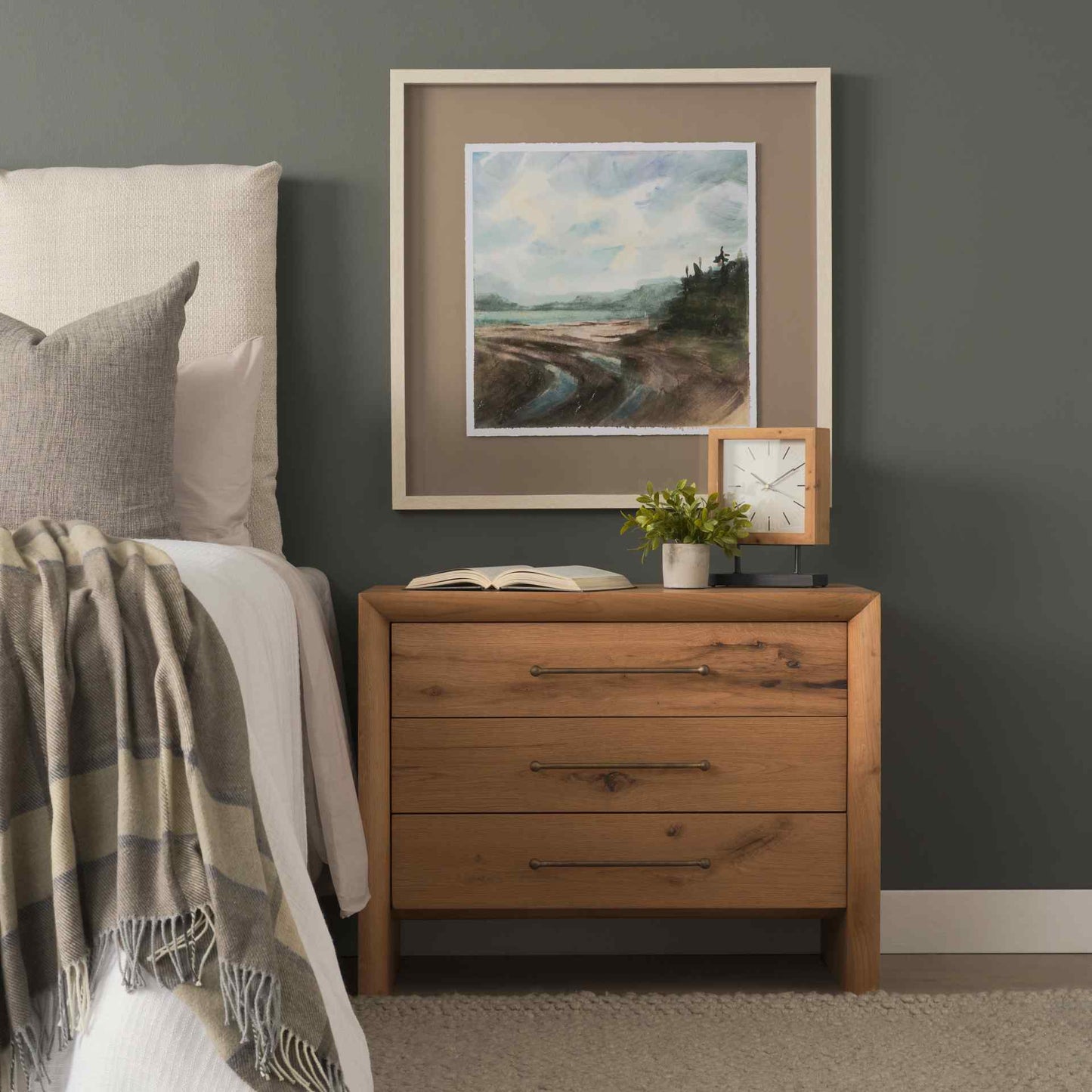 Mercana Belford Three Drawers Wooden Nightstand