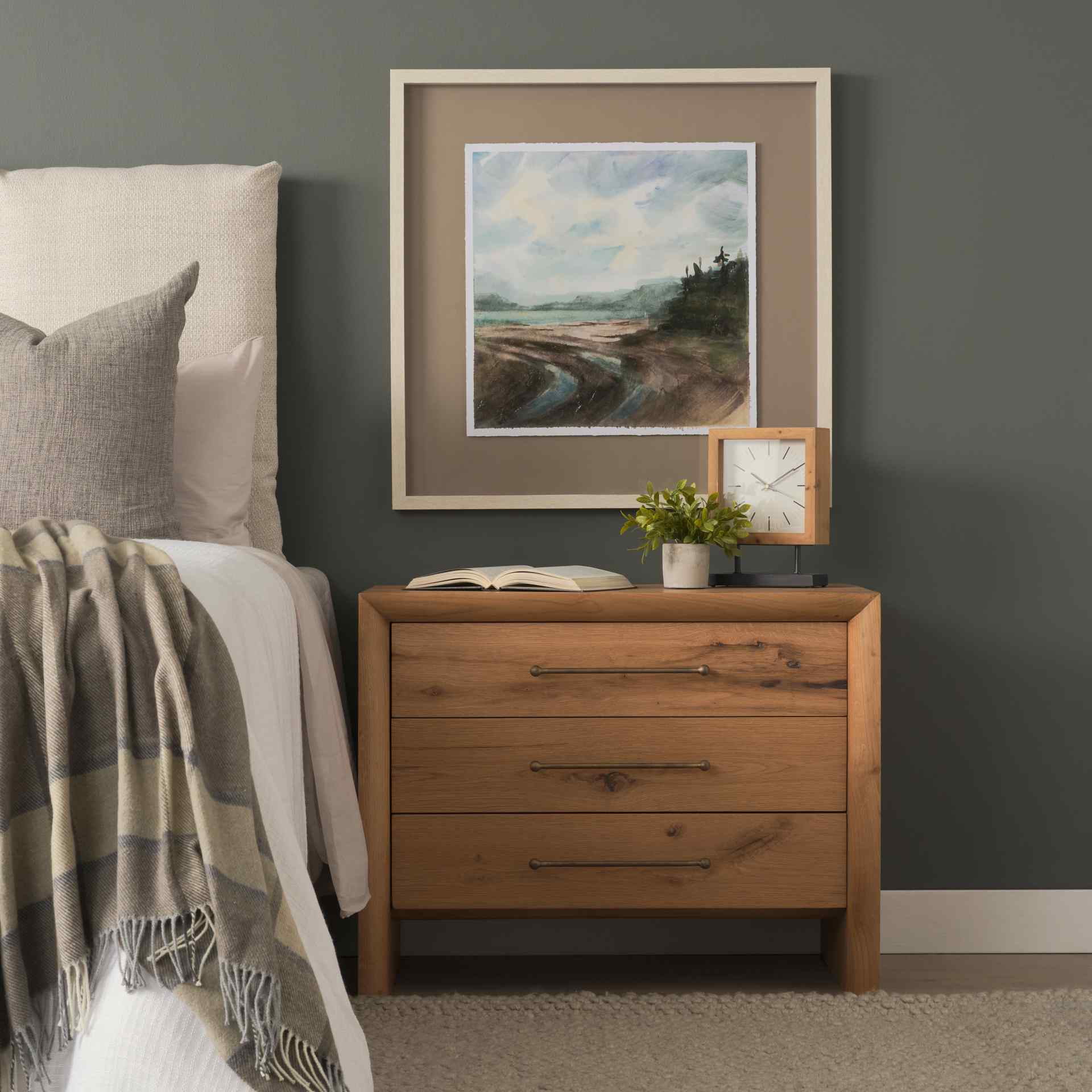 Mercana Belford Three Drawers Wooden Nightstand