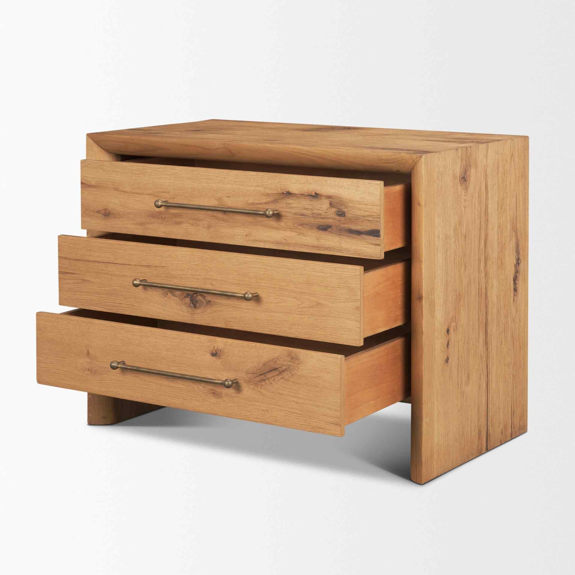 Mercana Belford Three Drawers Wooden Nightstand
