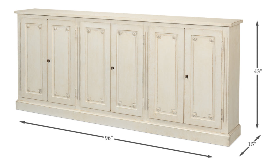 Bellagio Sideboard 96" White White-Sideboards-Sarreid-LOOMLAN