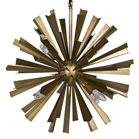 Bero Metal Chandelier With Brass Finish-Chandeliers-Noir-Sideboards and Things