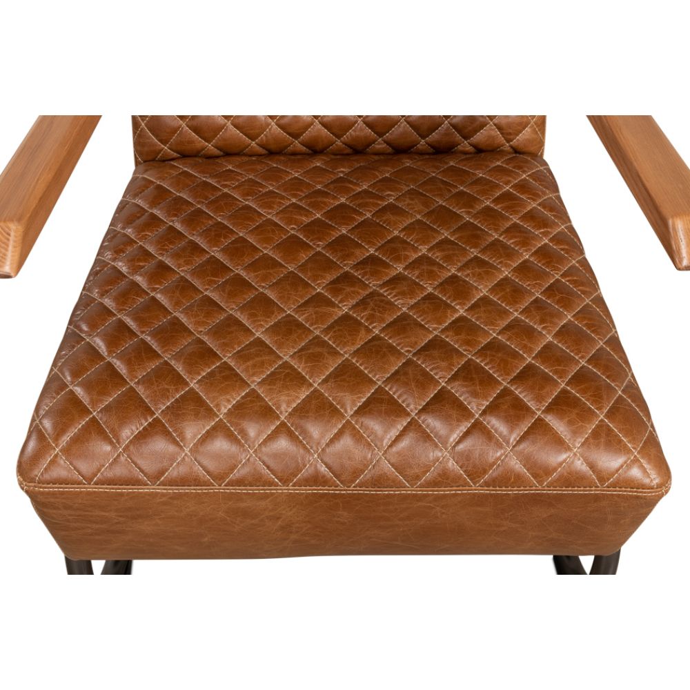 Beverly Hills Accent Chair Cuba Brown Leather-Accent Chairs-Sarreid-LOOMLAN