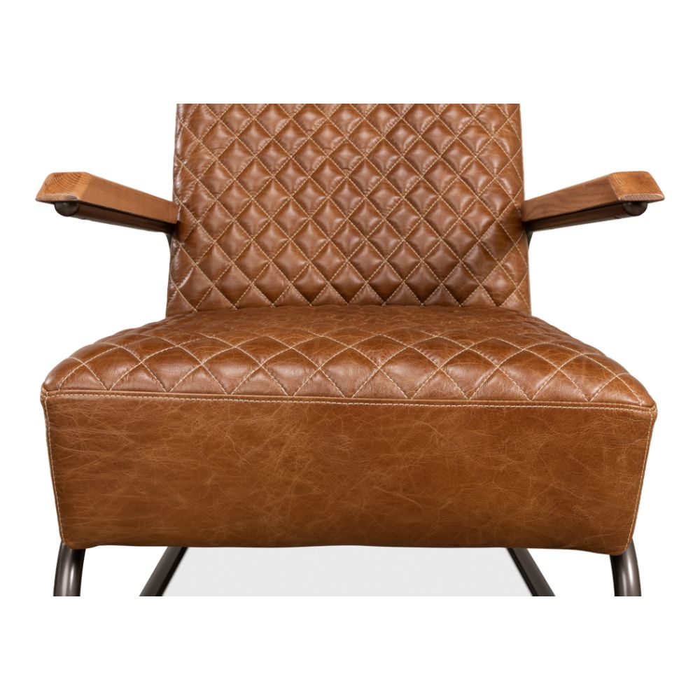 Beverly Hills Accent Chair Cuba Brown Leather-Accent Chairs-Sarreid-LOOMLAN