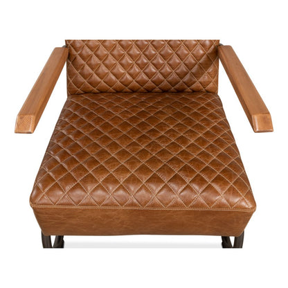 Beverly Hills Accent Chair Cuba Brown Leather-Accent Chairs-Sarreid-LOOMLAN