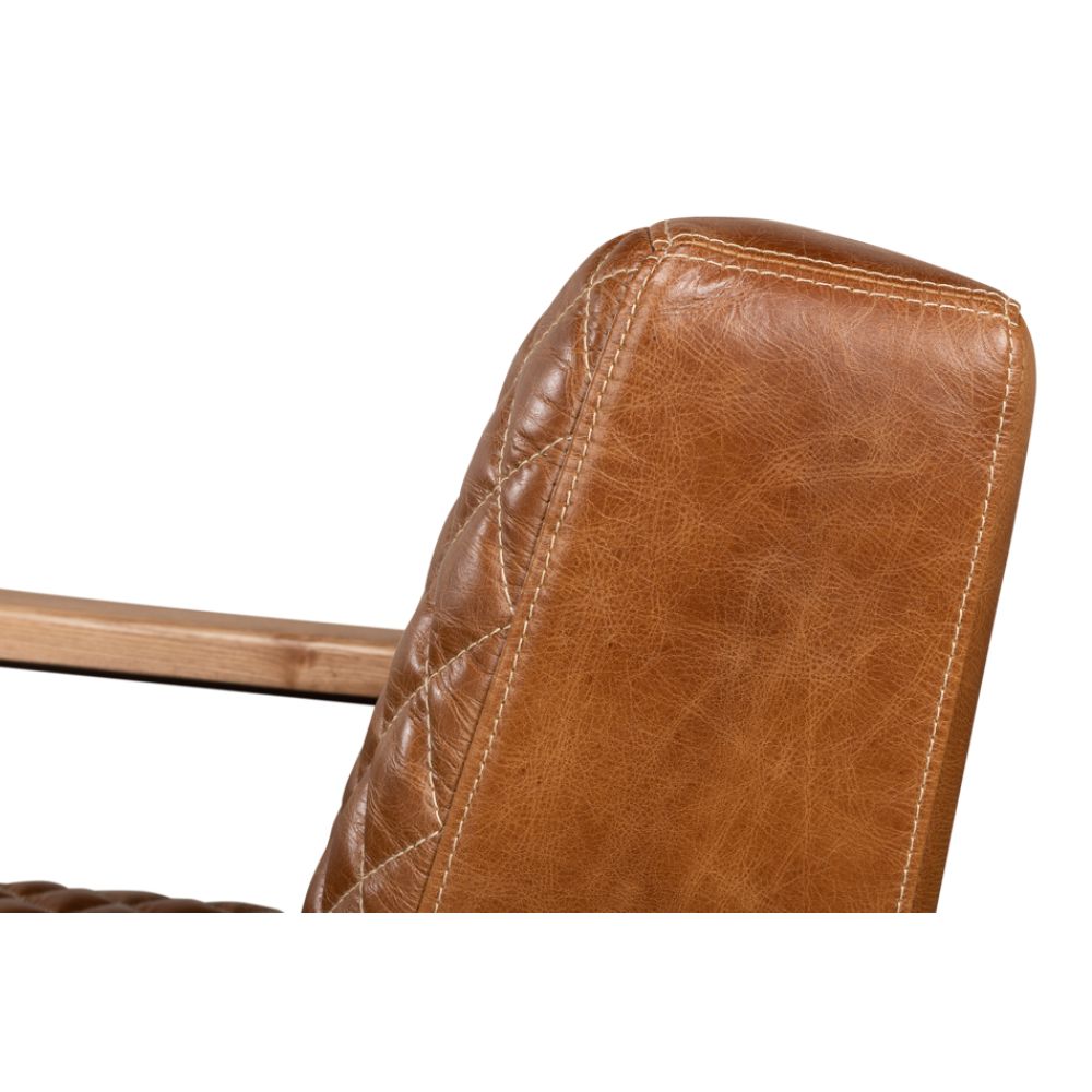 Beverly Hills Accent Chair Cuba Brown Leather-Accent Chairs-Sarreid-LOOMLAN