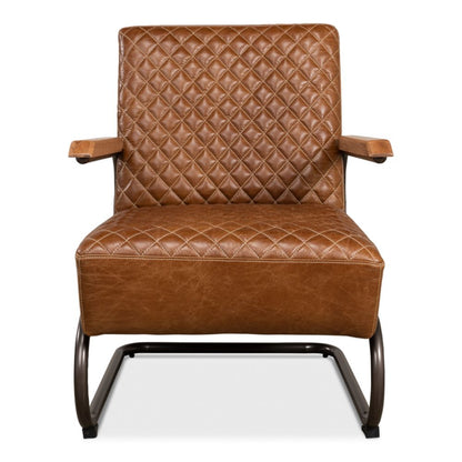 Beverly Hills Accent Chair Cuba Brown Leather-Accent Chairs-Sarreid-LOOMLAN