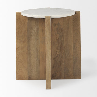 Mercana Bianca Marble Top Round Accent Table