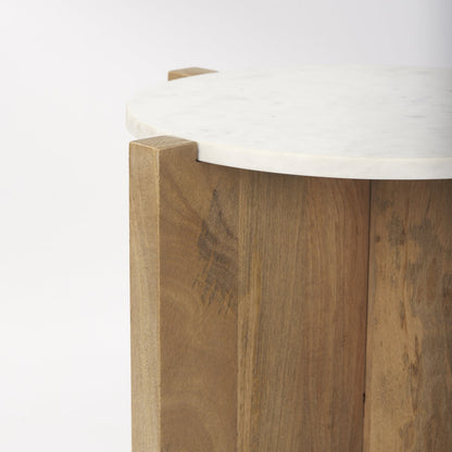 Mercana Bianca Marble Top Round Accent Table
