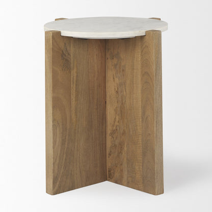 Mercana Bianca Marble Top Round Accent Table