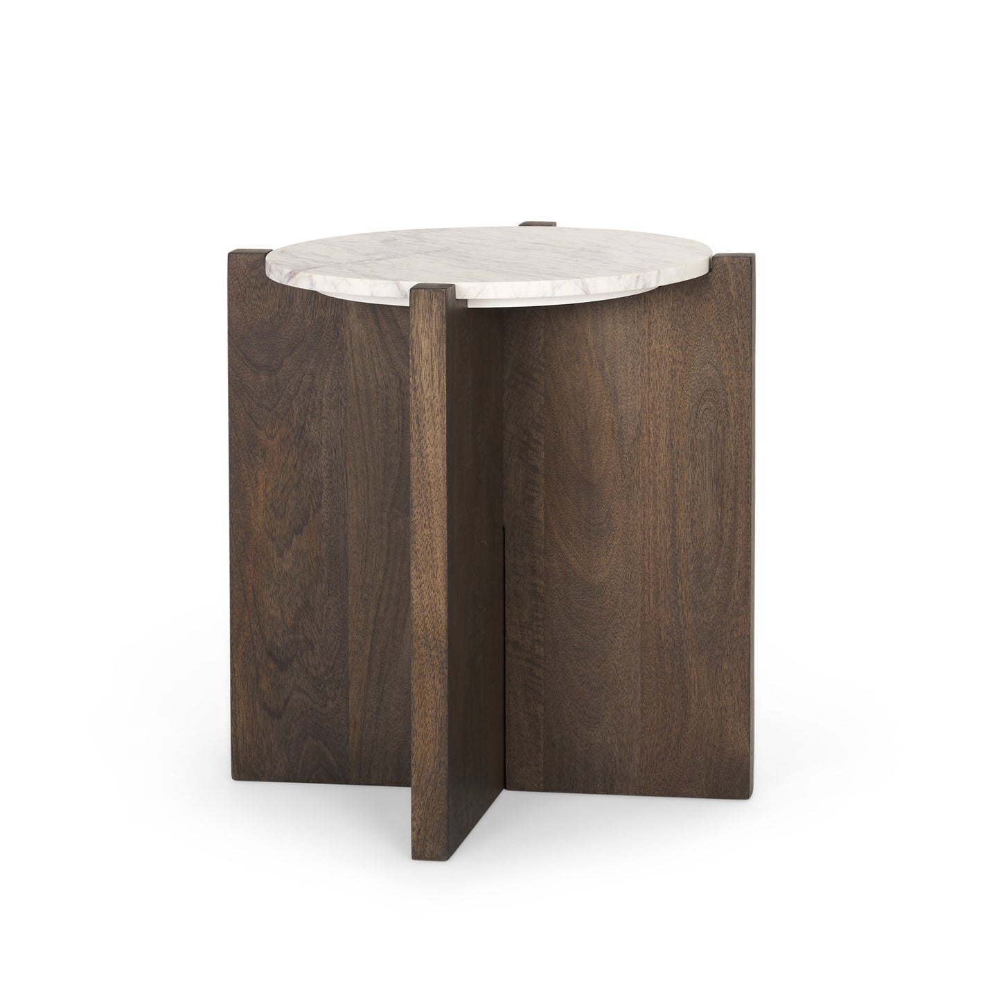Mercana Bianca Marble Top Round Accent Table