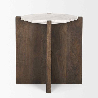 Mercana Bianca Marble Top Round Accent Table