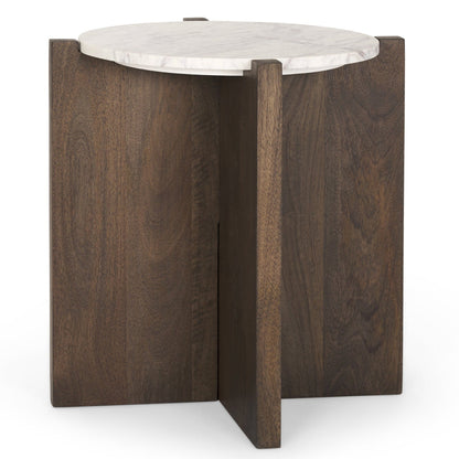 Mercana Bianca Marble Top Round Accent Table