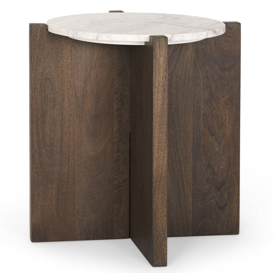 Mercana Bianca Marble Top Round Accent Table