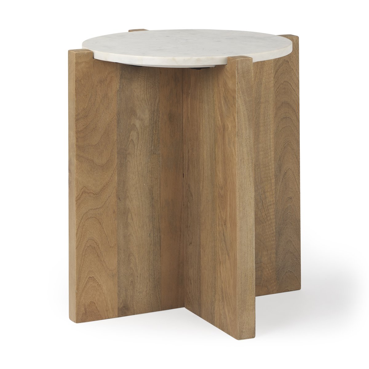 Mercana Bianca Marble Top Round Accent Table