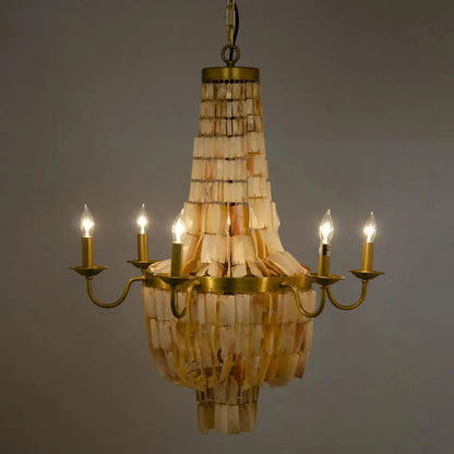 Bijou Metal & Shells Chandelier Antique Brass