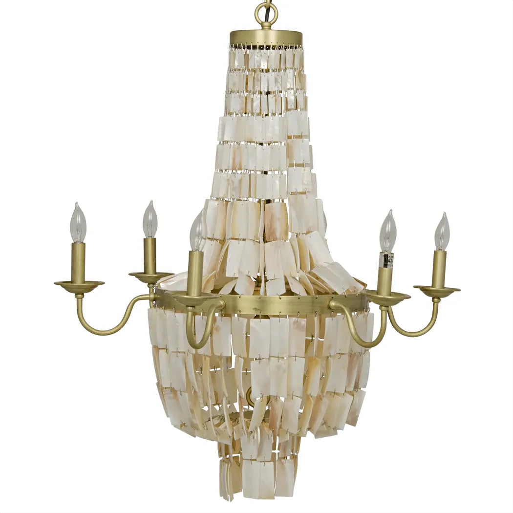 Bijou Metal & Shells Chandelier Antique Brass