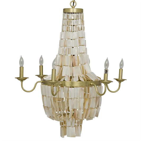 Bijou Metal & Shells Chandelier Antique Brass