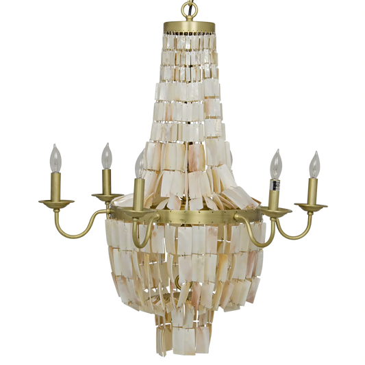 Bijou Metal and Shells Chandelier With Antique Brass-Chandeliers-Noir-Sideboards and Things