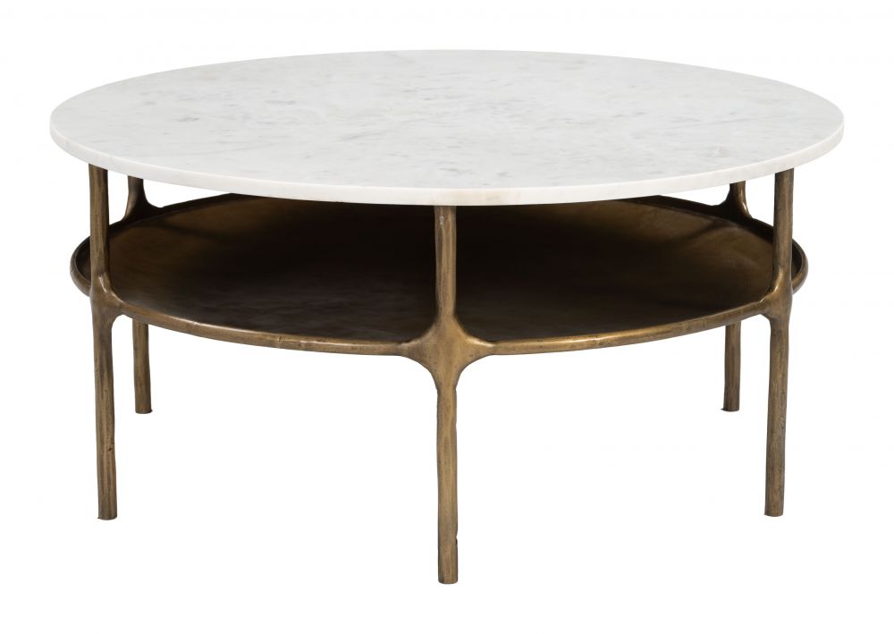 Zuo Modern Bild White Marble Top Round Coffee Table