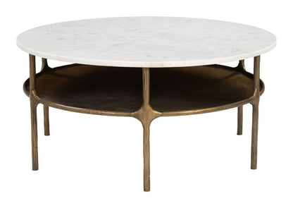 Zuo Modern Bild White Marble Top Round Coffee Table