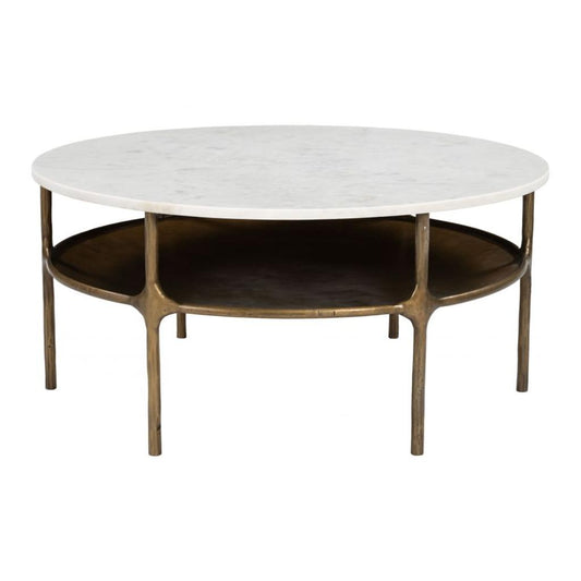 Zuo Modern Bild White Marble Top Round Coffee Table