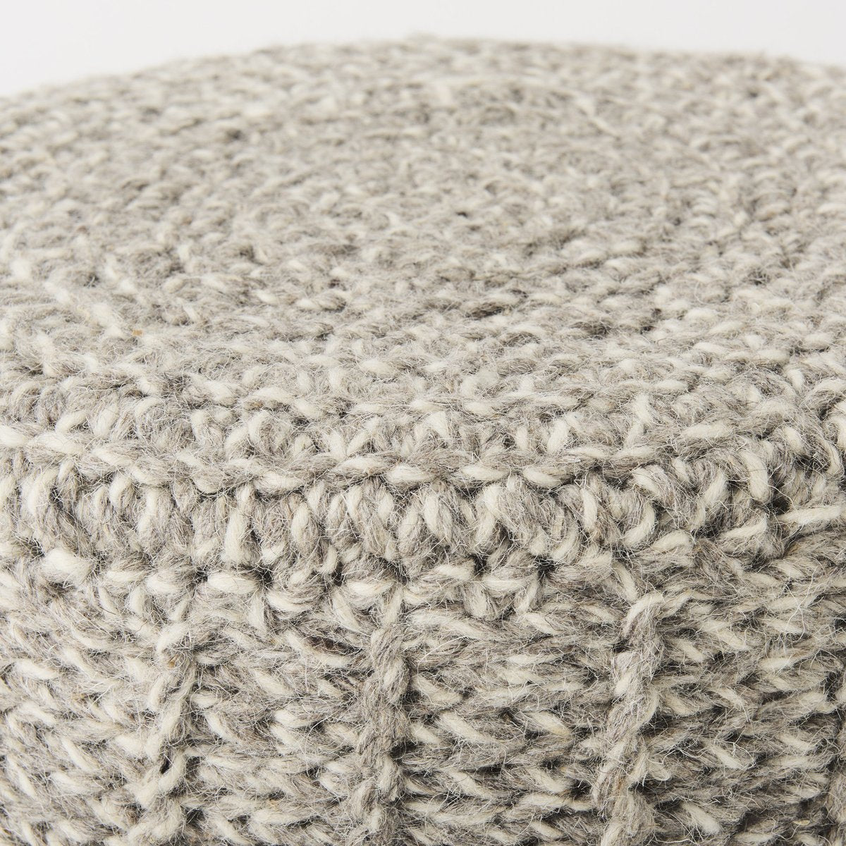 Mercana Bina 19"Dia Light Grey Wool Stool