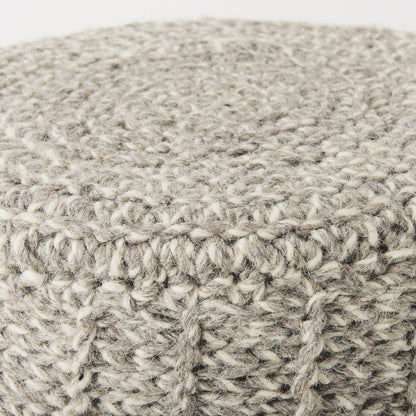 Mercana Bina 19"Dia Light Grey Wool Stool