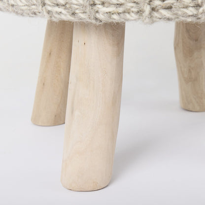 Mercana Bina 19"Dia Light Grey Wool Stool