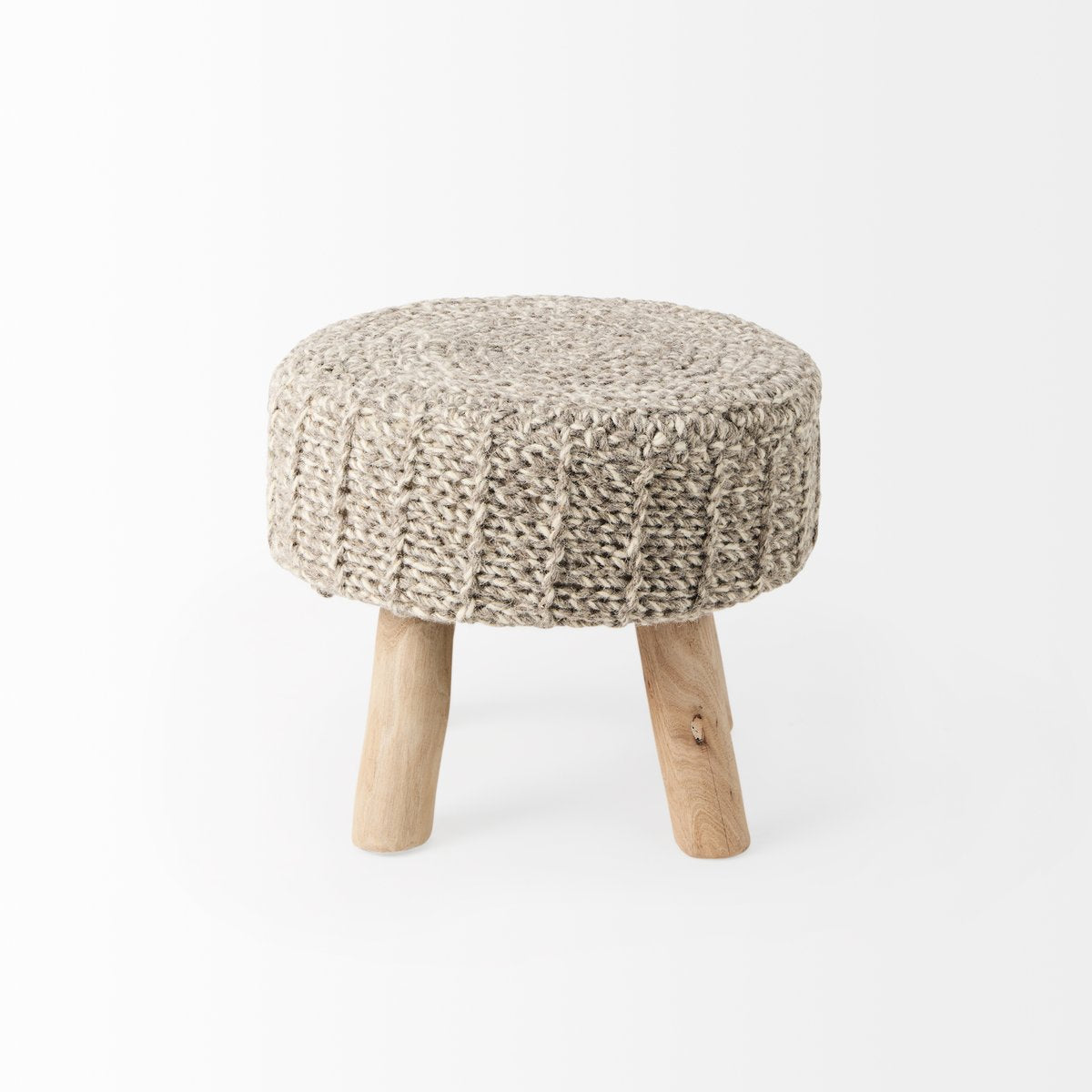 Mercana Bina 19"Dia Light Grey Wool Stool