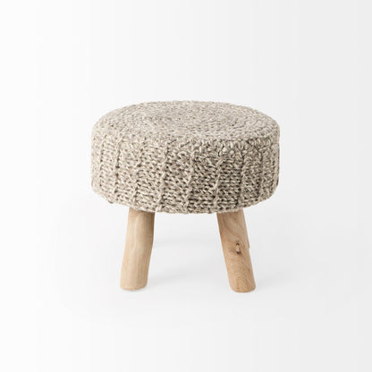 Mercana Bina 19"Dia Light Grey Wool Stool