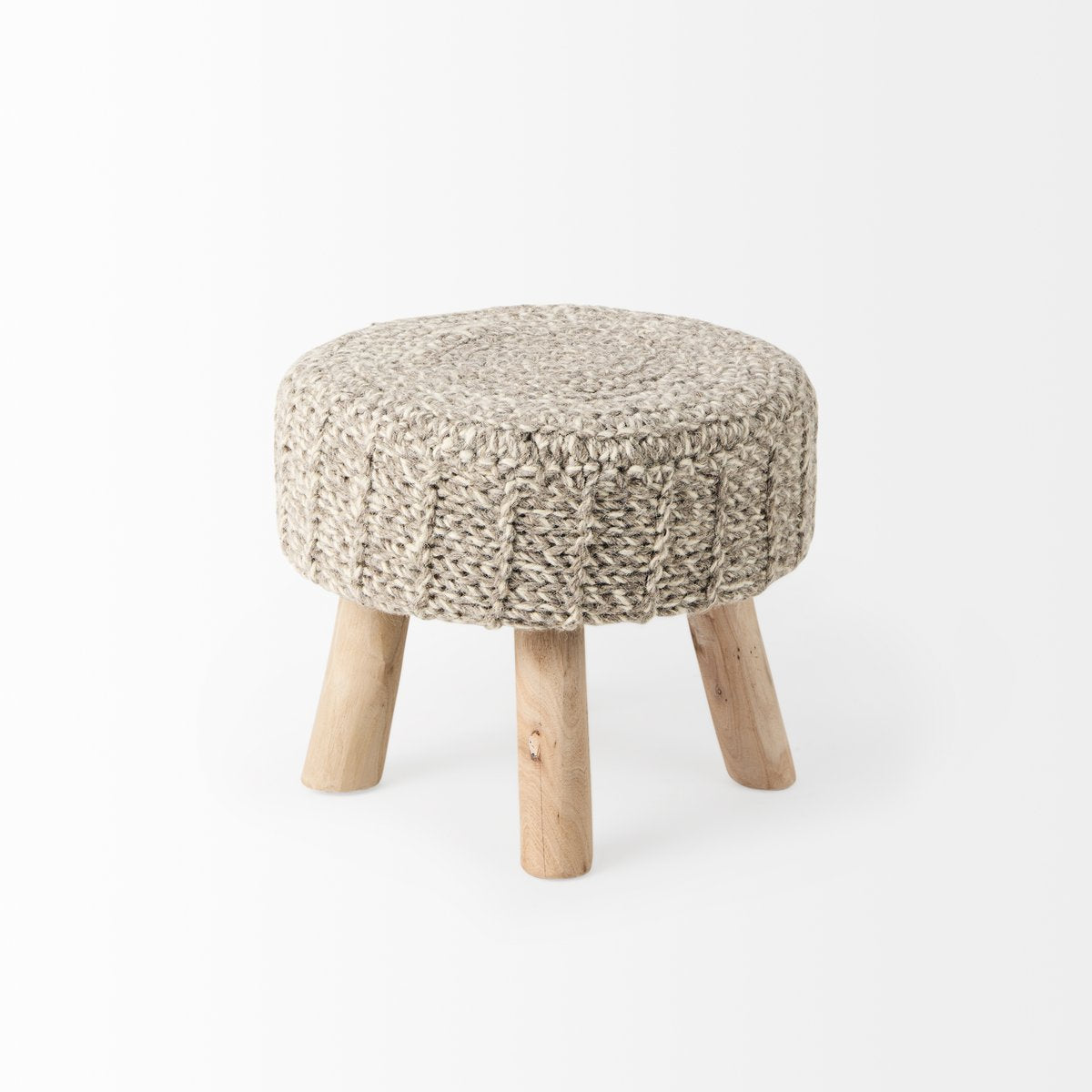 Mercana Bina 19"Dia Light Grey Wool Stool