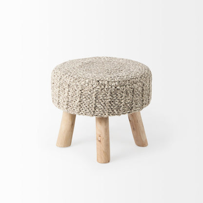 Mercana Bina 19"Dia Light Grey Wool Stool