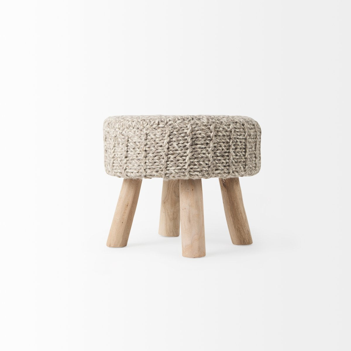 Mercana Bina 19"Dia Light Grey Wool Stool