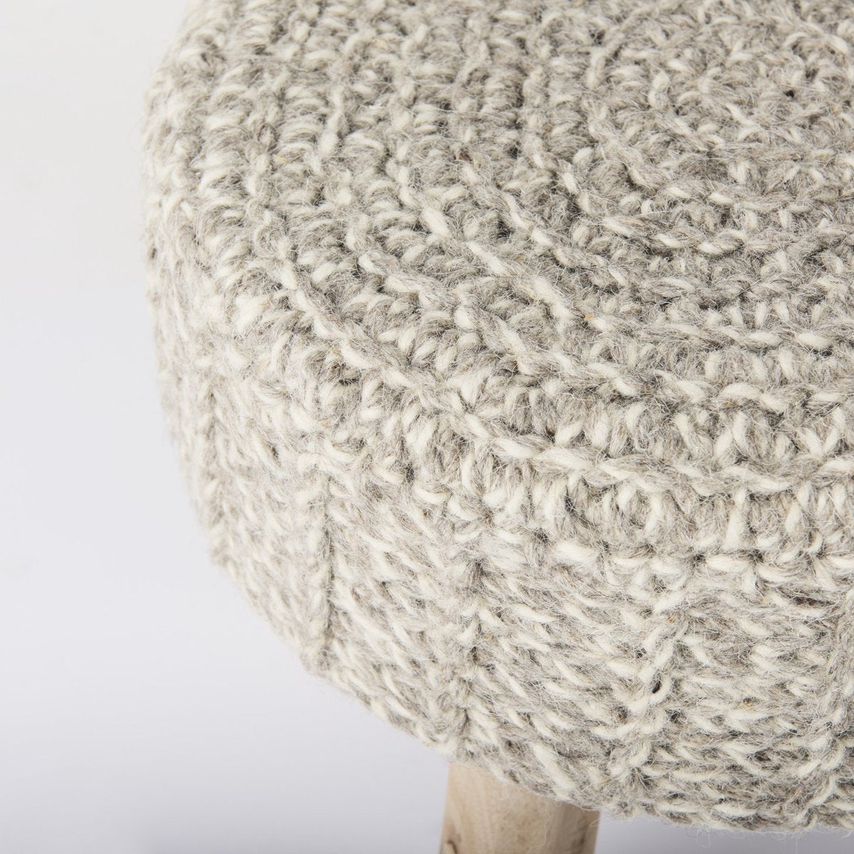 Mercana Bina 19"Dia Light Grey Wool Stool